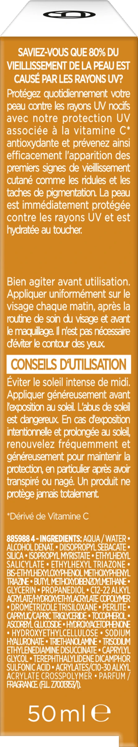 L’Oréal Paris Revitalift Clinical Vitamin C Tägliches Anti-UV Fluid LSF 50+ 4 L’Oréal Paris Revitalift Clinical Vitamin C Tägliches Anti-UV Fluid LSF 50+ – Bild 2