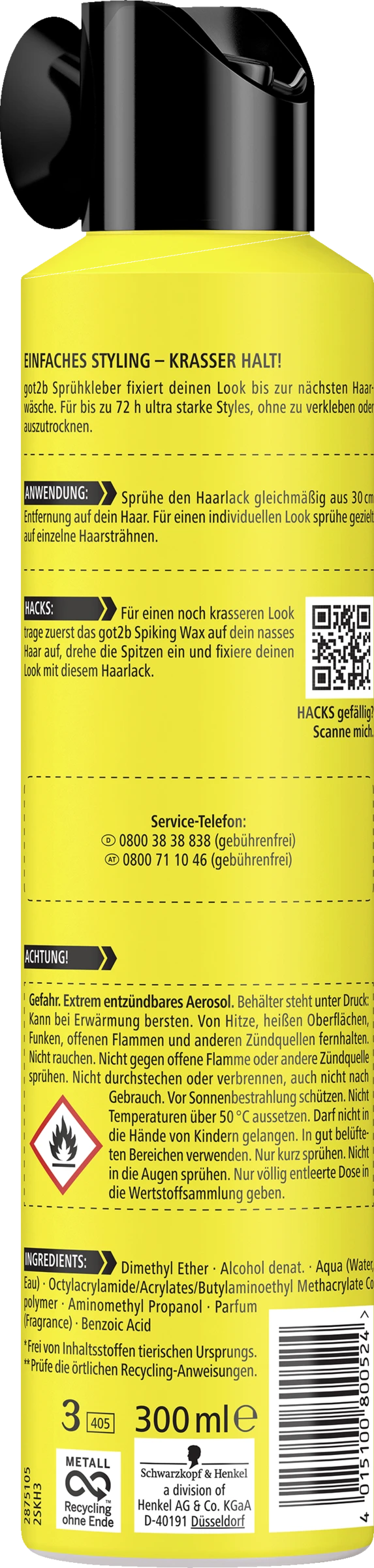 Schwarzkopf Got2b Haarlack Sprüh Kleber 4 Schwarzkopf Got2b Haarlack Sprüh Kleber – Bild 2