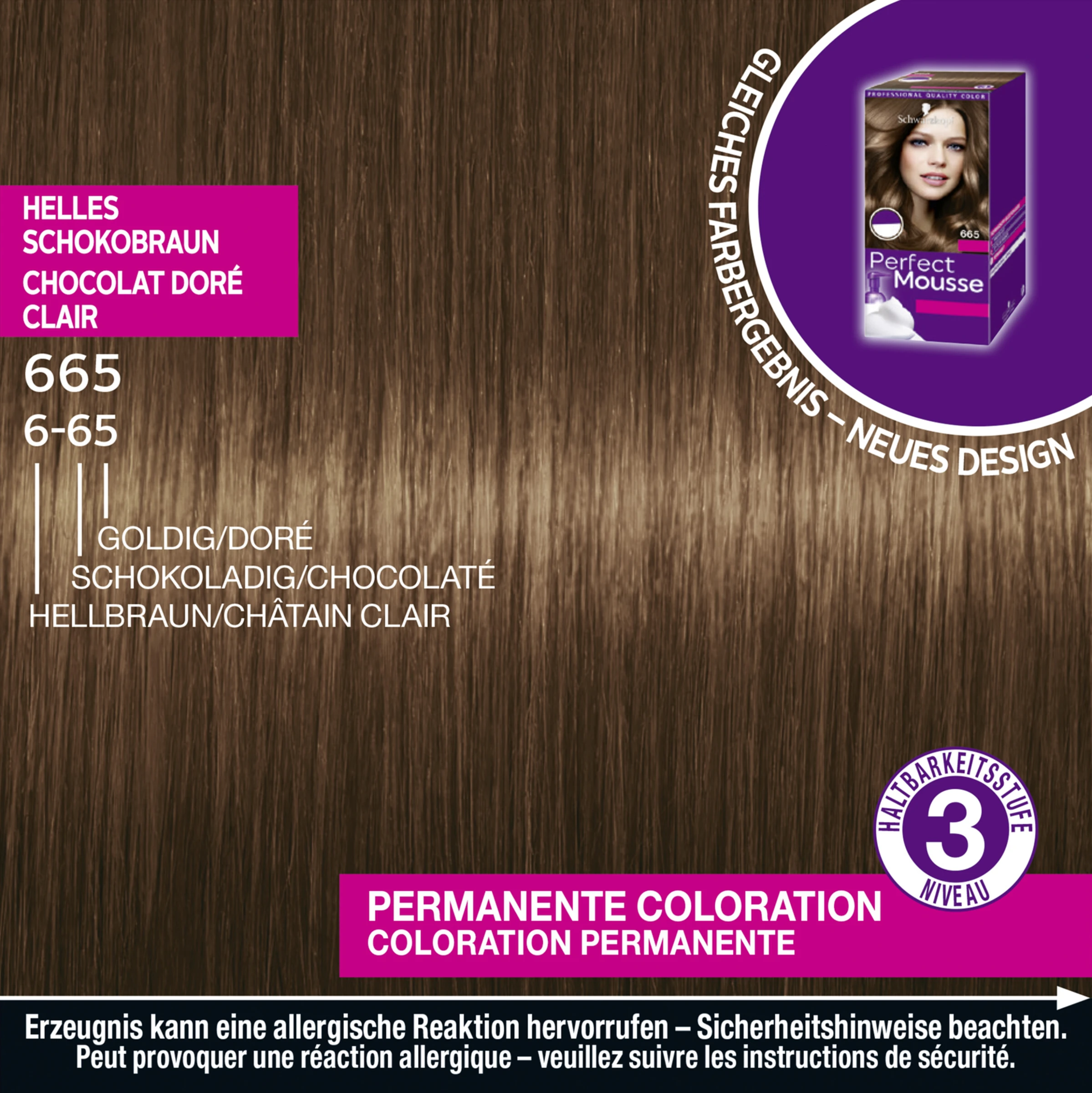 Schwarzkopf Perfect Mousse Perfect Mousse Schaumcoloration 665 Helles Schokobraun – Bild 3
