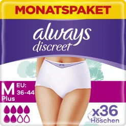 Always® Monatspaket Discreet Inkontinenz Höschen Plus Gr. M
