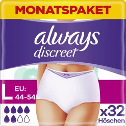 Always® Monatspaket Discreet Inkontinenz Höschen Plus Gr. L