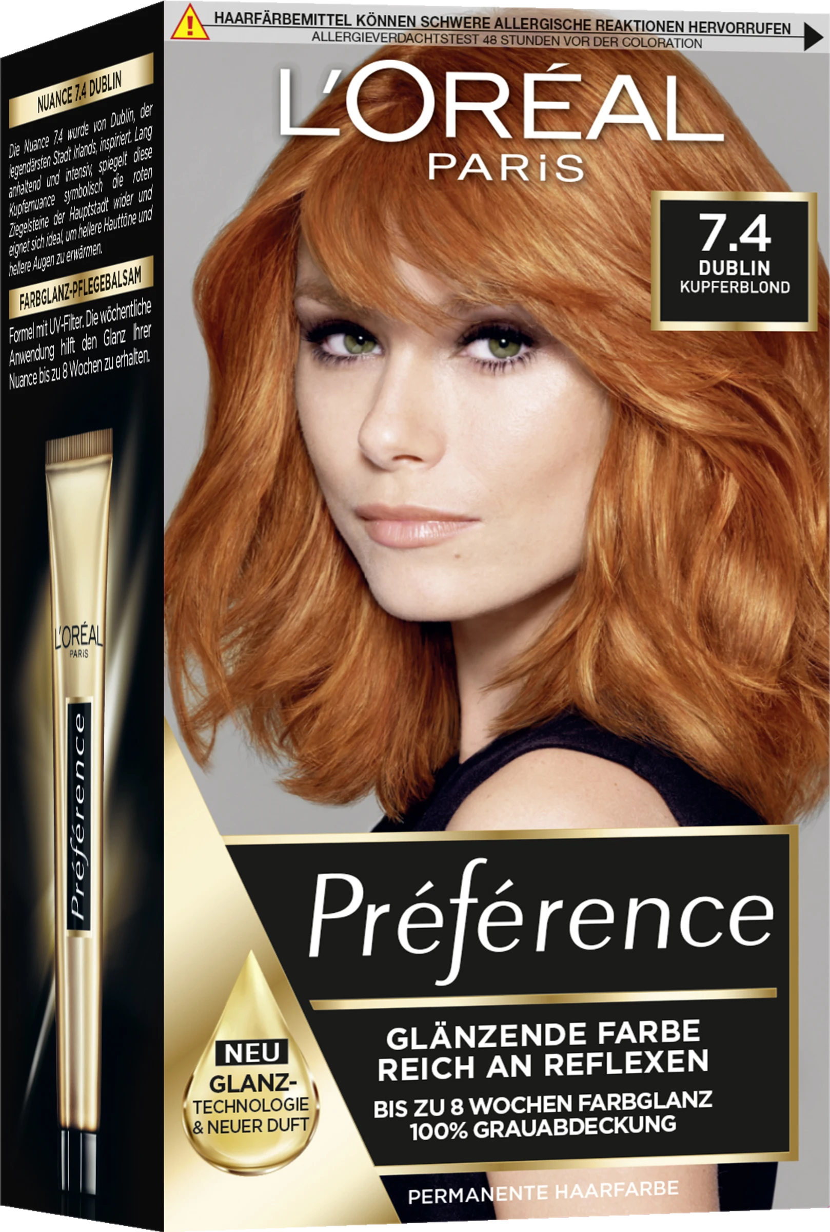 L’Oréal Paris Préférence Permanente Haarfarbe 7.4 Kupferblond (Dublin)