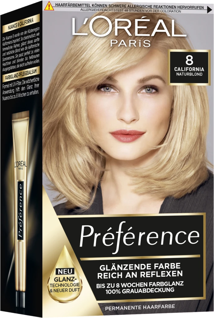 L’Oréal Paris Préférence Permanente Haarfarbe 8 Naturblond (California)