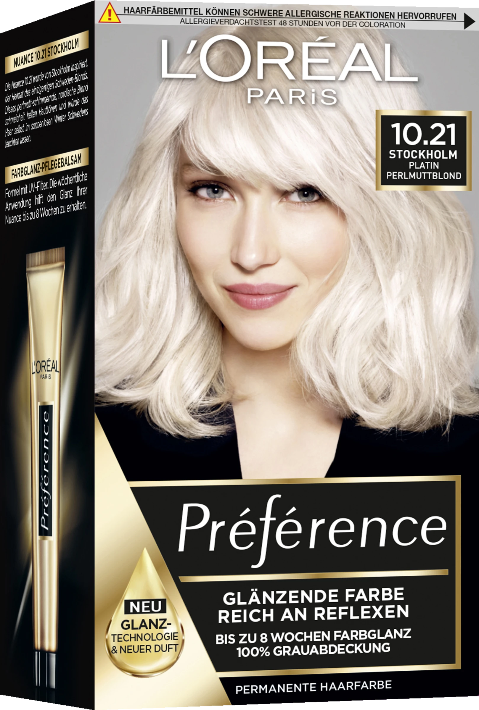 L’Oréal Paris Préférence Permanente Haarfarbe 10.21 Platin Perlmuttblond (Stockholm) 3 L’Oréal Paris Préférence Permanente Haarfarbe 10.21 Platin Perlmuttblond (Stockholm)