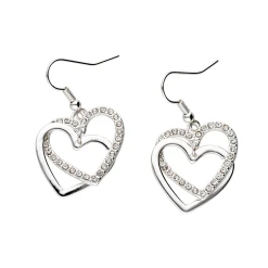 Accessories Ohrhänger Silberglänzend Mit Doppeltem Herzanhänger