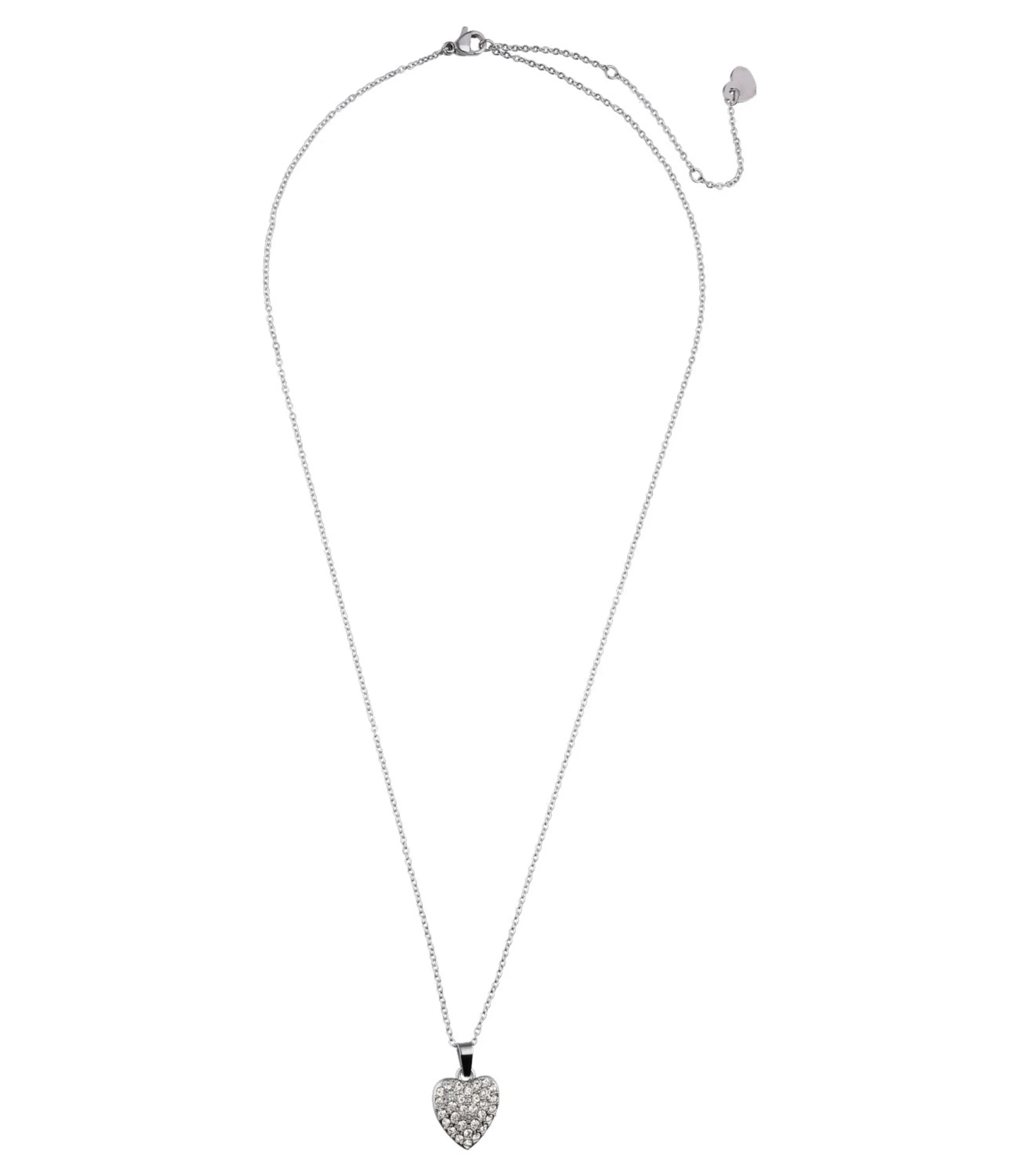Accessories Halskette Aus Edelstahl Mit Herz Und Strasssteinen 3 Accessories Halskette Aus Edelstahl Mit Herz Und Strasssteinen