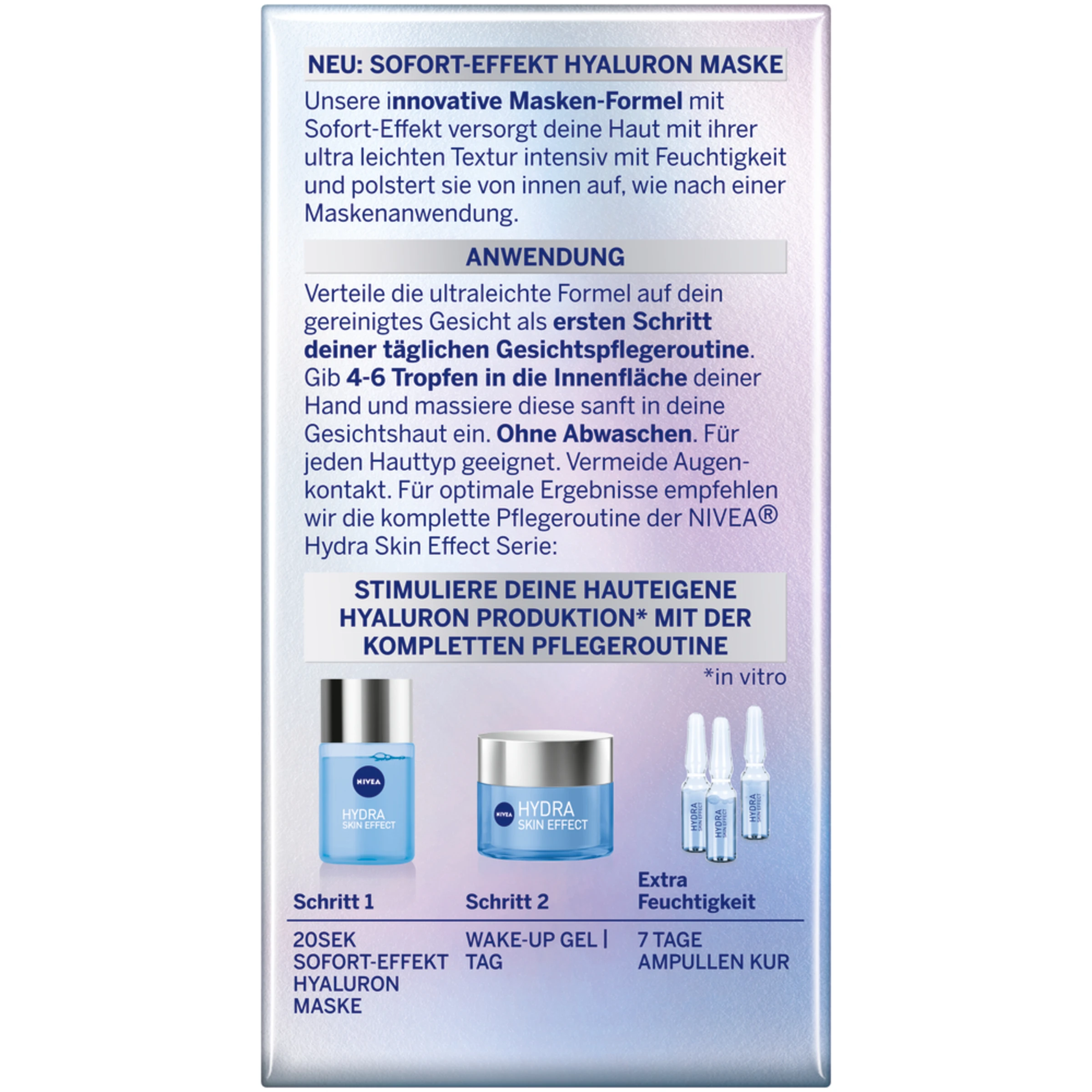 NIVEA Hydra Skin Effect 20 Sek Sofort Effekt Hyaluron Maske – Bild 2