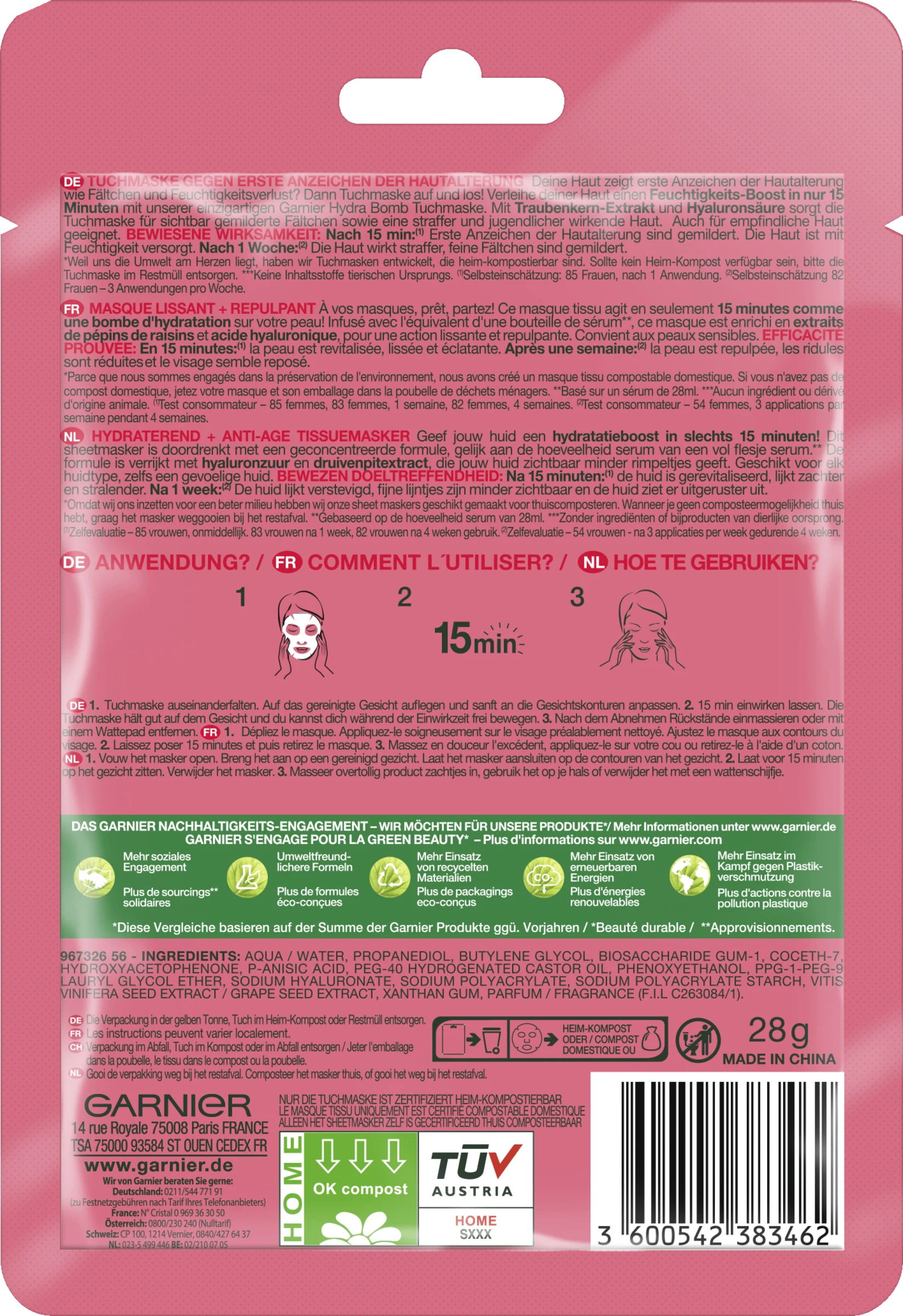 Garnier SkinActive Hydra Bomb Tuchmaske Traubenkern – Bild 2