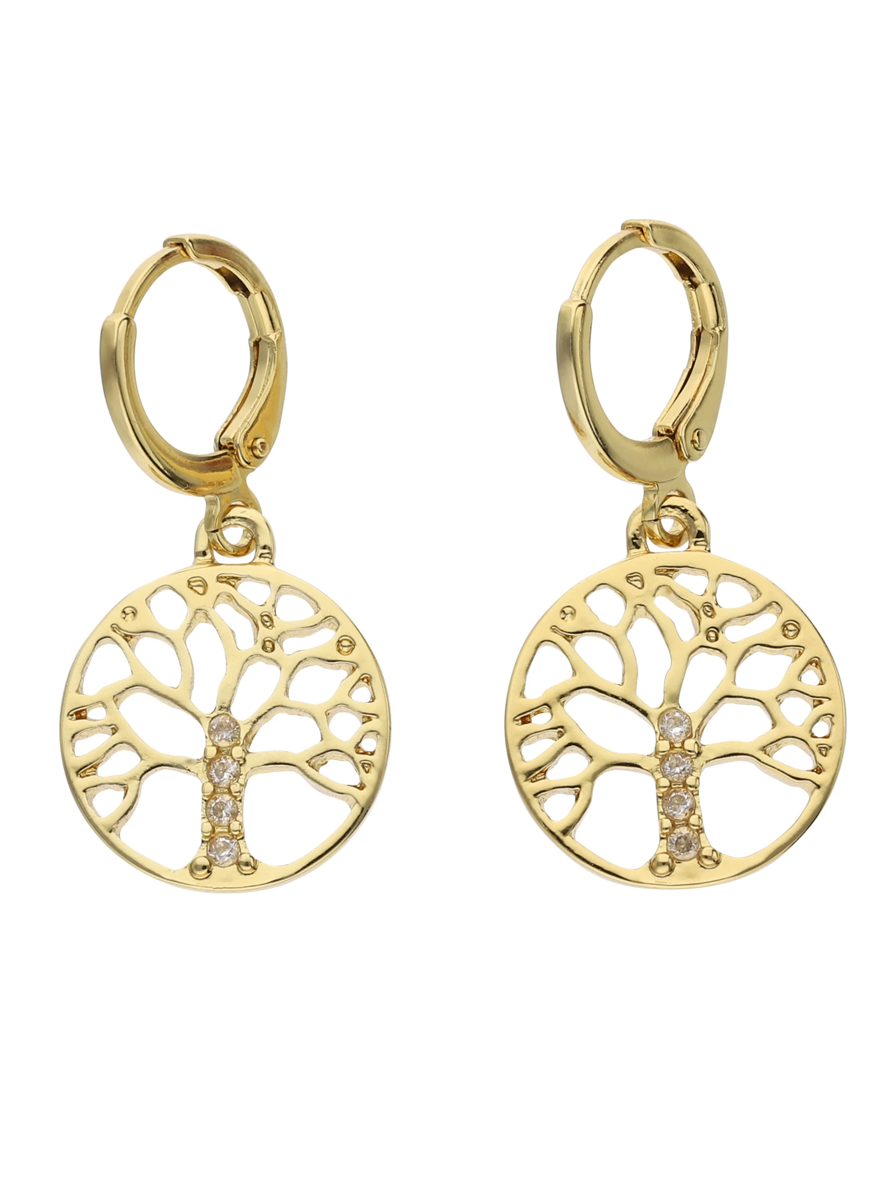 Accessories Creolen Vergoldet Mit Cut-Out-Motiv Und Strasssteinen