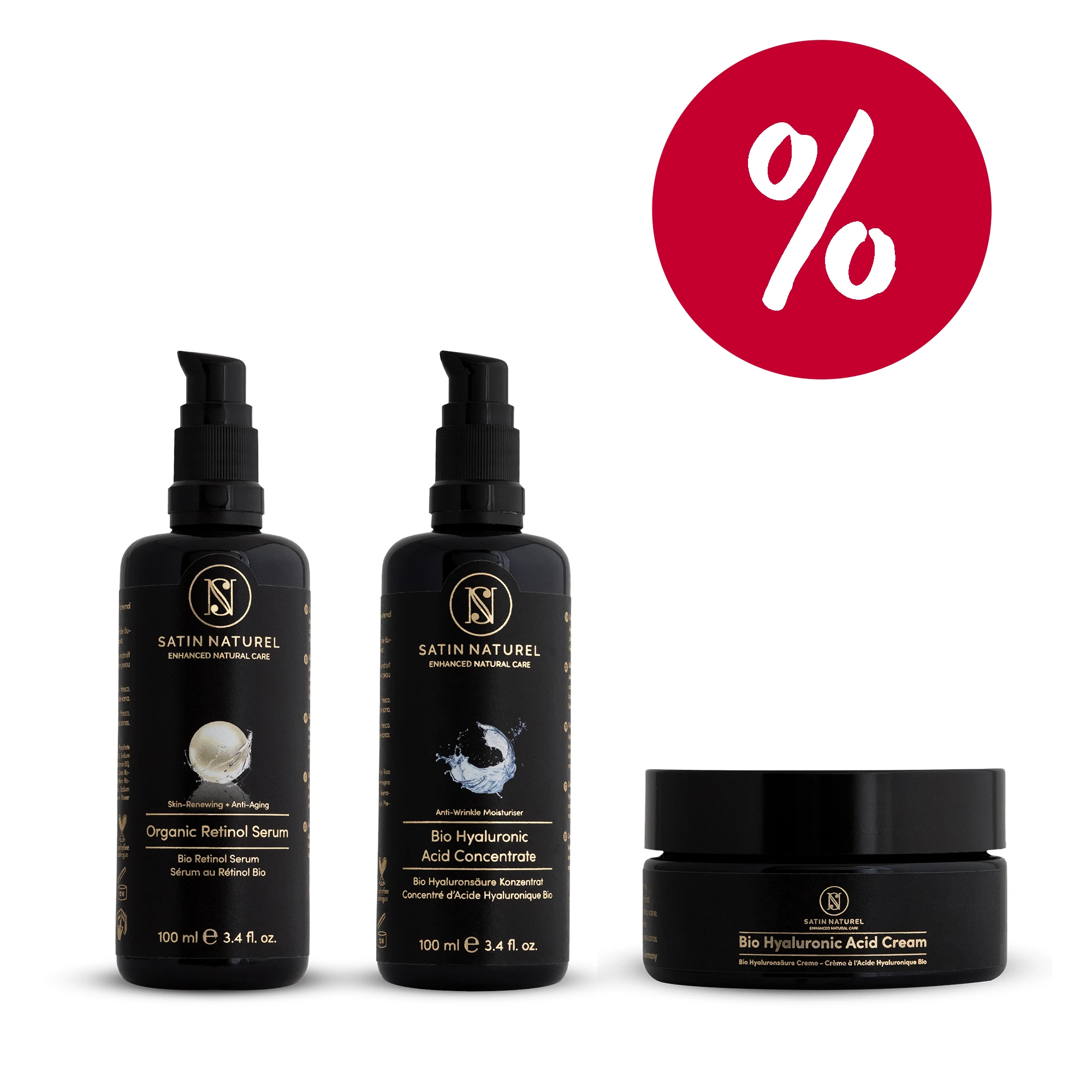 Satin Naturel Vorteilspack: Retinol & Hyaluron Trio 3 Satin Naturel Vorteilspack: Retinol & Hyaluron Trio