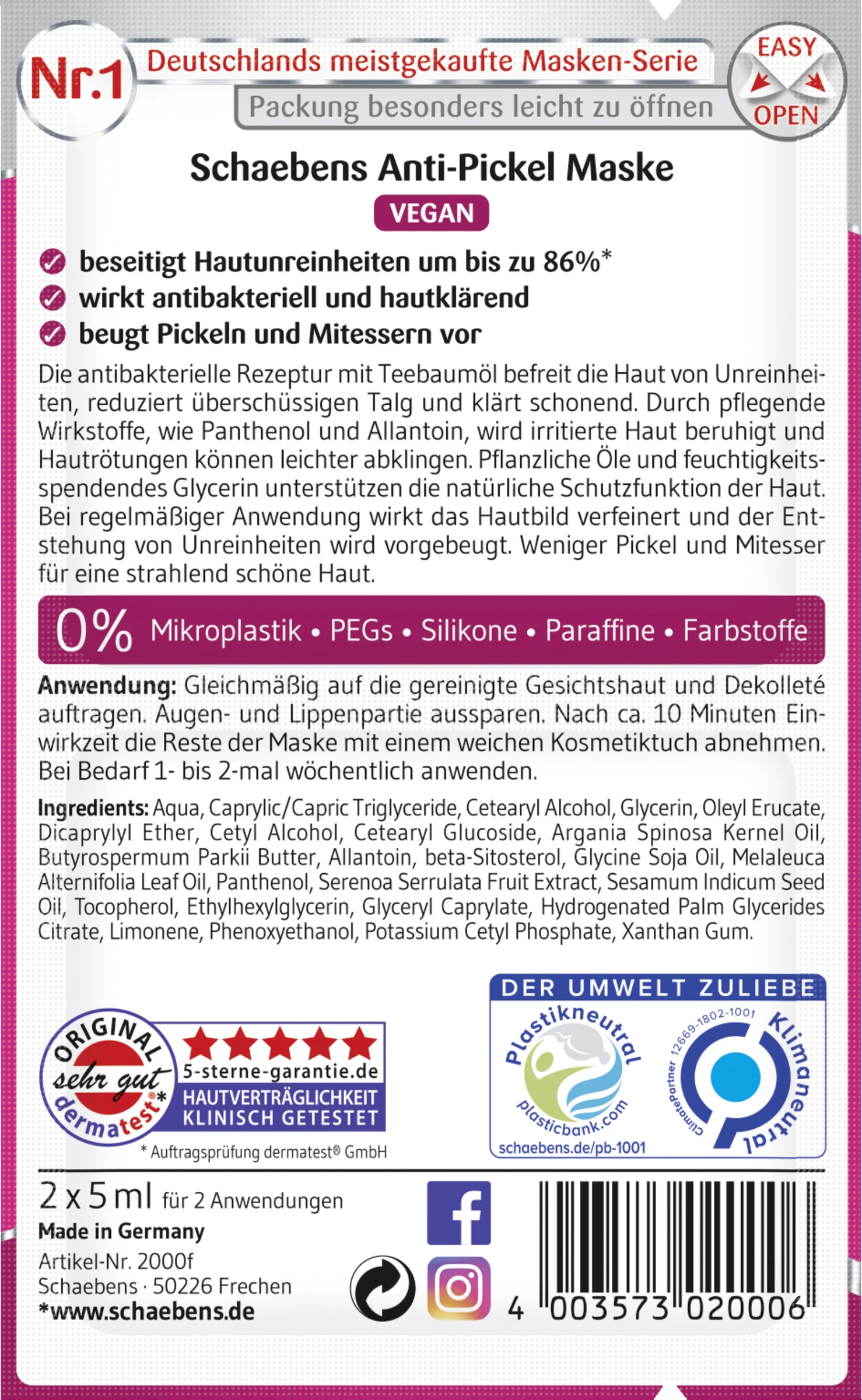 Schaebens Anti-Pickel Maske 10er Beutel – Bild 3