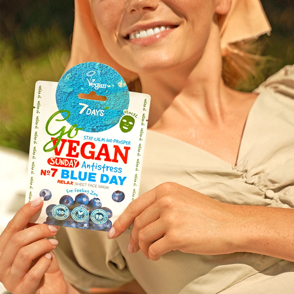 7DAYS Go VEGAN SUNDAY BLUE DAY Tuchmaske – Bild 3