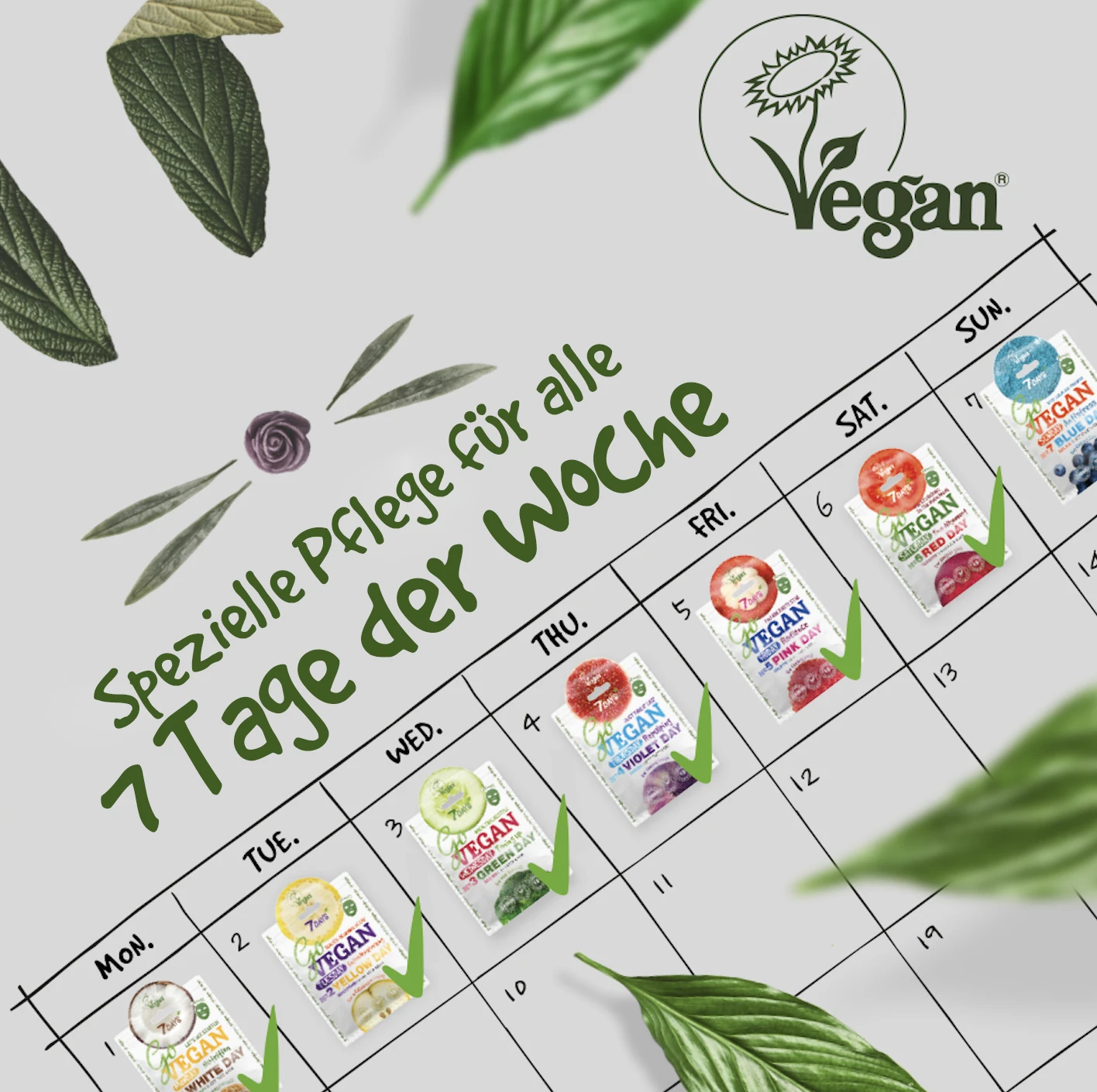 7DAYS Go VEGAN SUNDAY BLUE DAY Tuchmaske – Bild 4