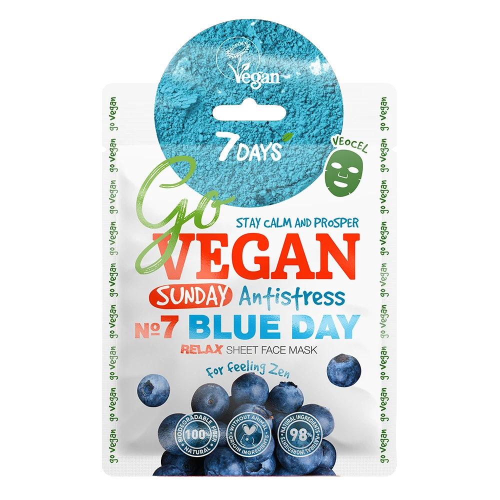 7DAYS Go VEGAN SUNDAY BLUE DAY Tuchmaske