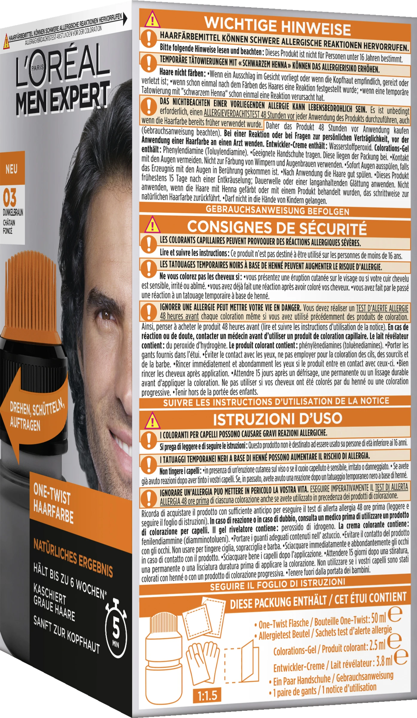 L’Oréal Paris Men Expert One-Twist Haarfarbe 03 Dunkelbraun – Bild 2