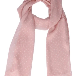 Accessories Rosafarbener Crêpes-Schal Mit Weißen Punkten