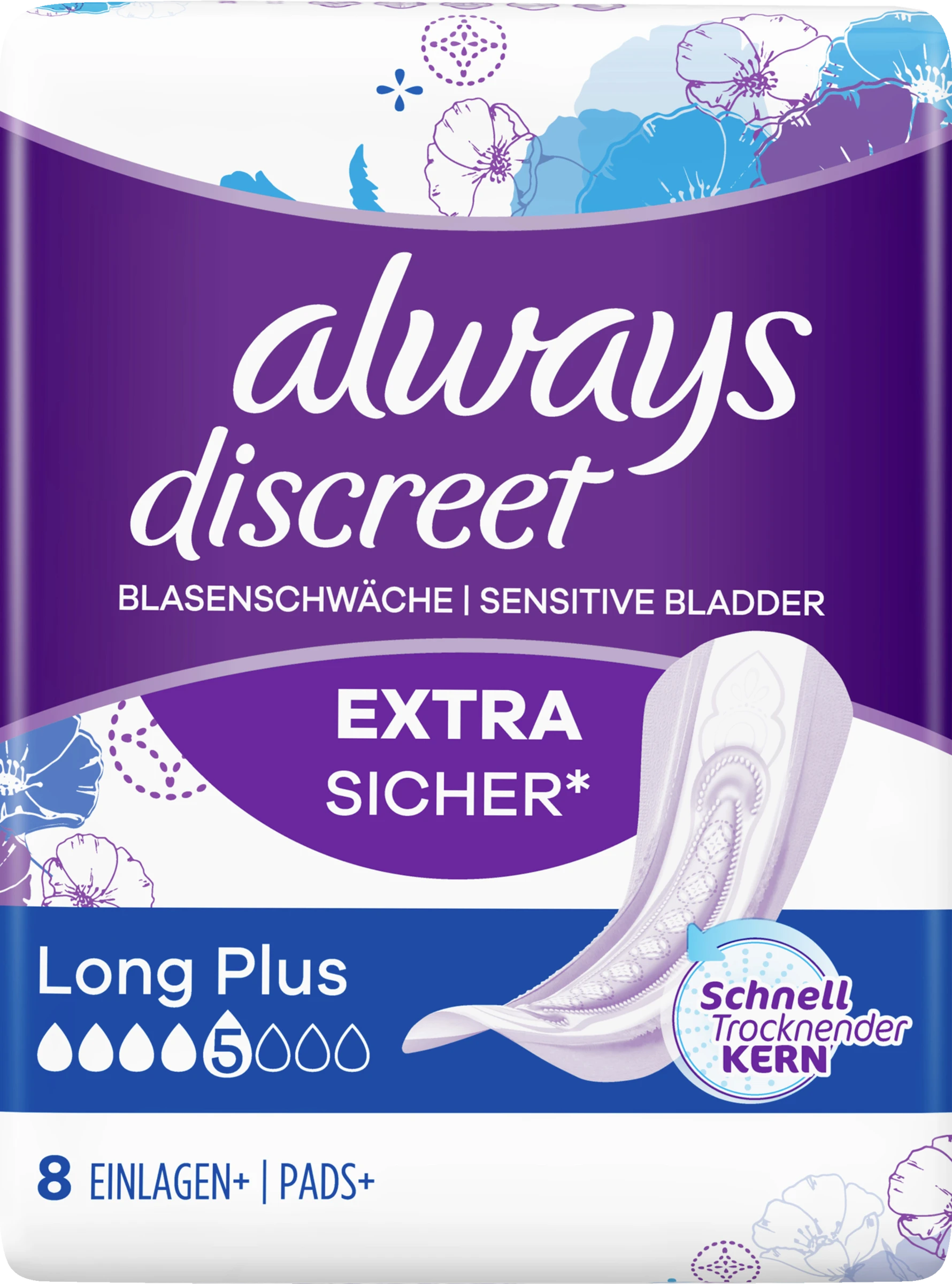 Always® Discreet Inkontinenz-Einlagen+ Long Plus 3 Always® Discreet Inkontinenz-Einlagen+ Long Plus