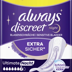 Always® Discreet Inkontinenz-Einlagen+ Ultimate Nacht