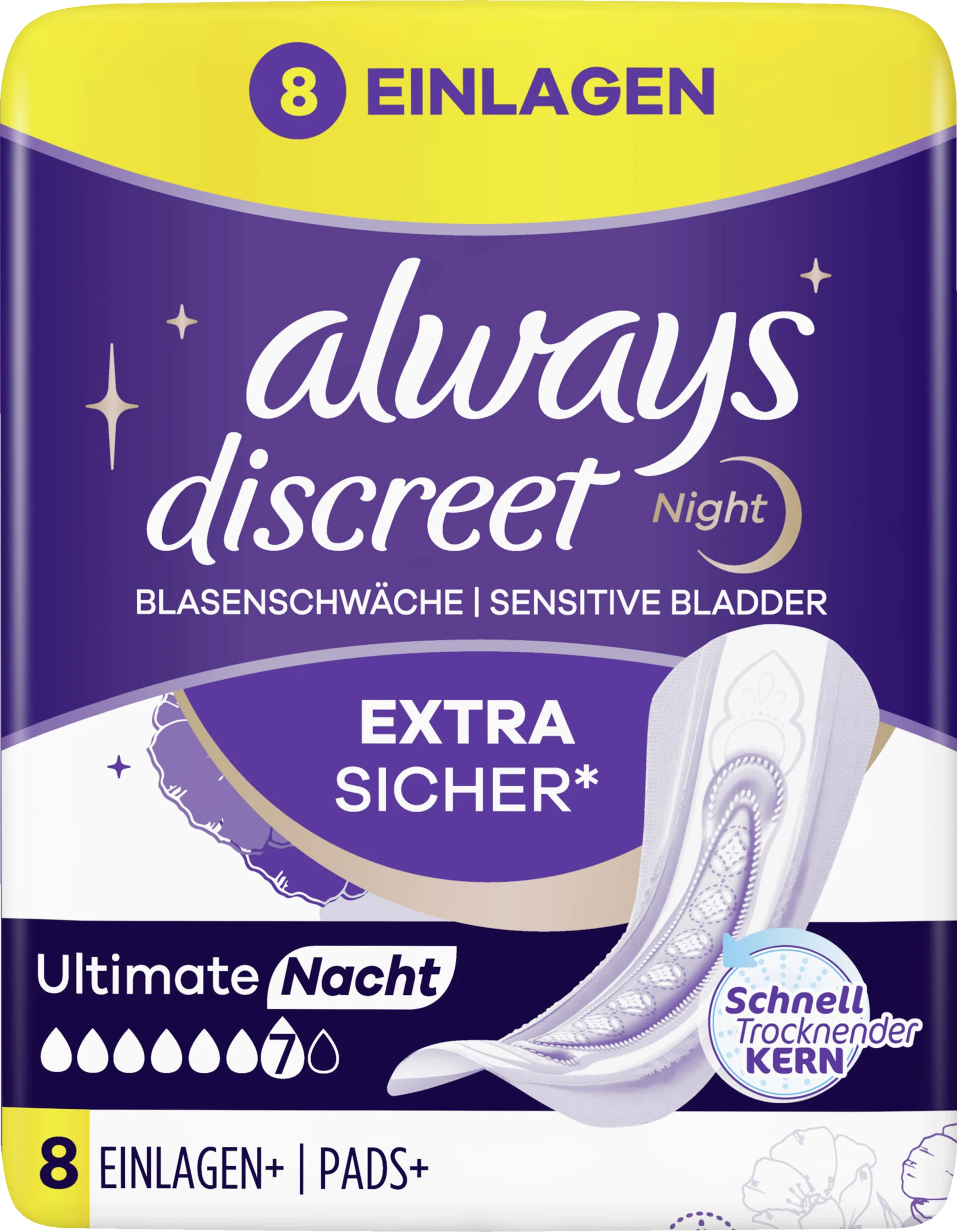 Always® Discreet Inkontinenz-Einlagen+ Ultimate Nacht
