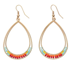 Accessories Goldglänzende Ohrhänger Mit Mehrfarbigen Glasperlen