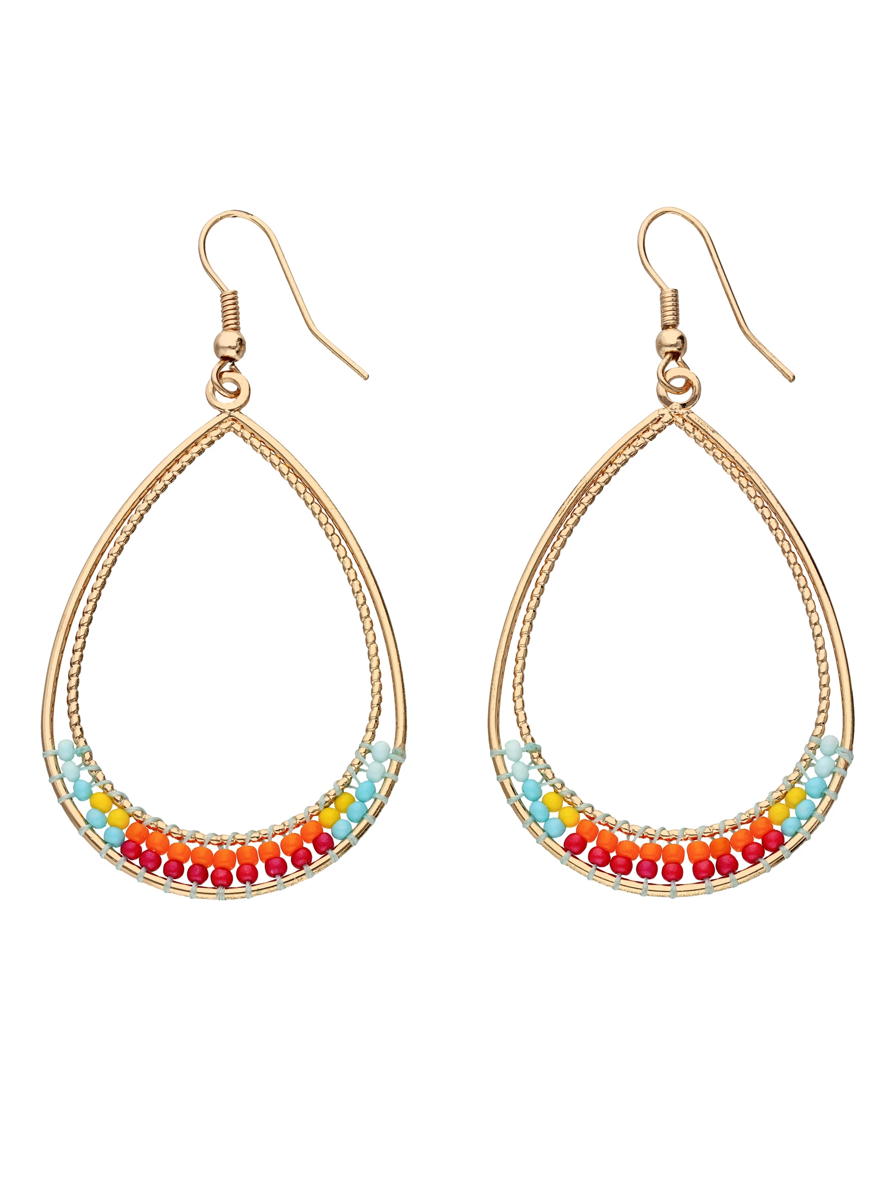 Accessories Goldglänzende Ohrhänger Mit Mehrfarbigen Glasperlen