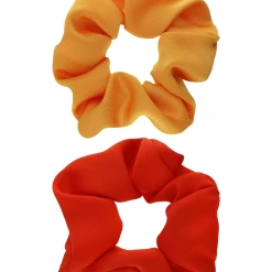 Accessories Scrunchie-Set In Satin-Optik, Rot, Orange