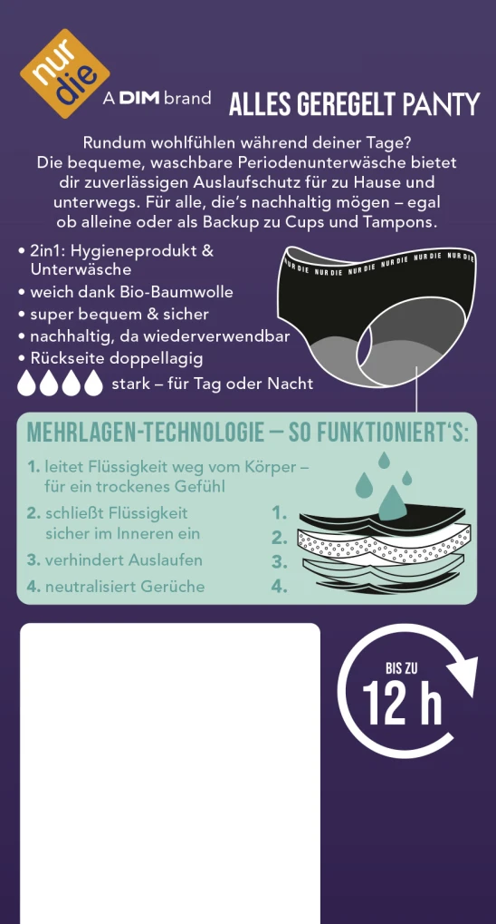 Nur Die Periodenunterwäsche Panty Stark Schwarz Gr. XL 48-50 – Bild 2