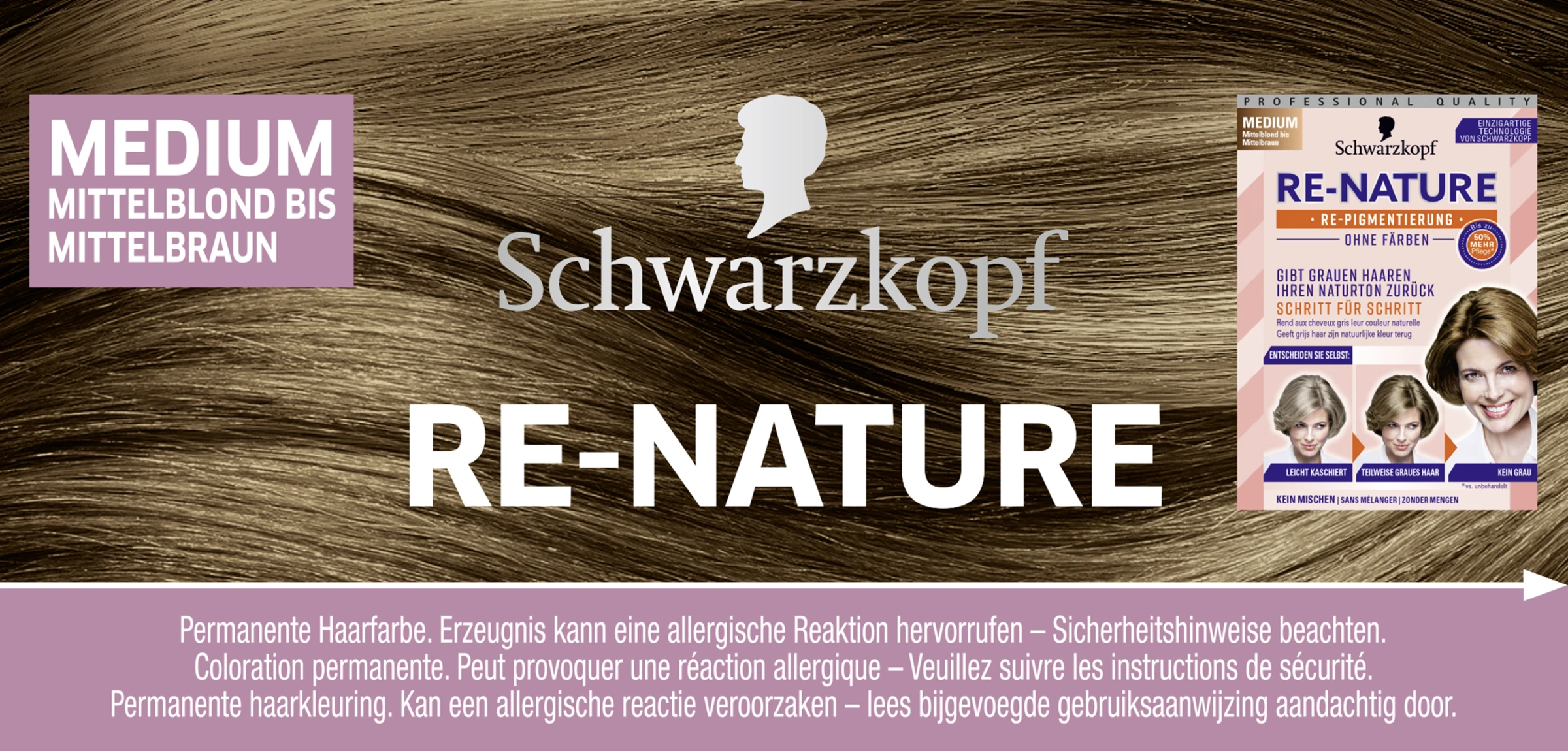 Schwarzkopf RE-NATURE Re-Pigmentierung Frauen Medium Mittelblond Bis Mittelbraun – Bild 3