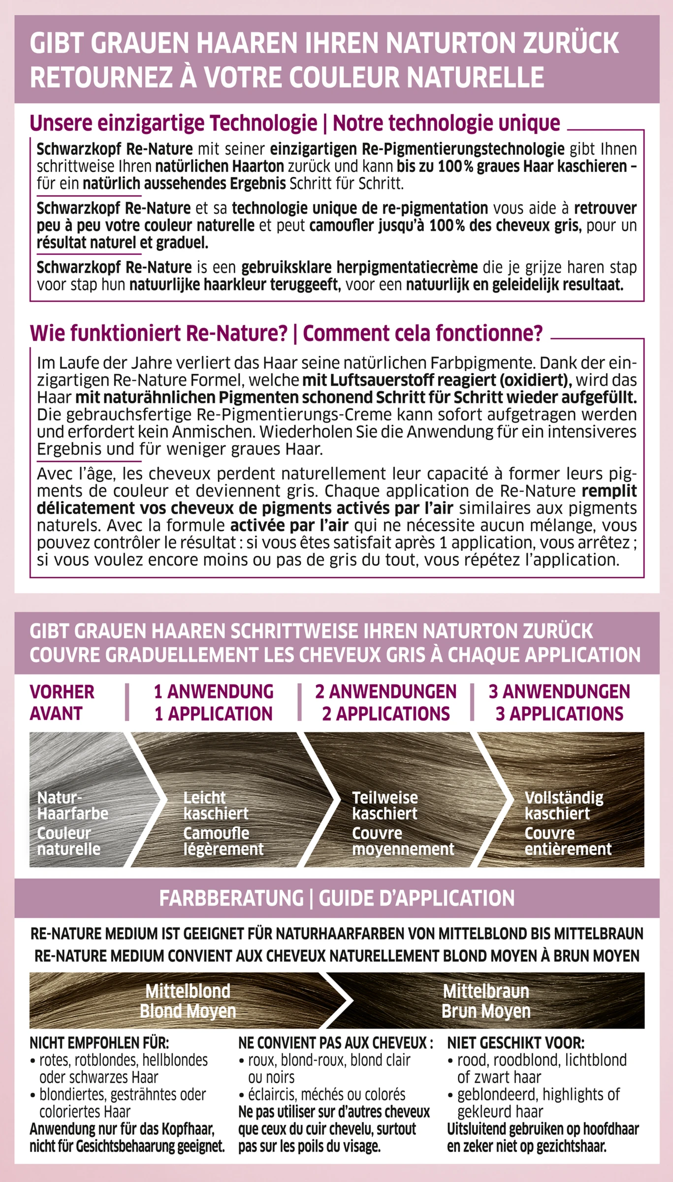 Schwarzkopf RE-NATURE Re-Pigmentierung Frauen Medium Mittelblond Bis Mittelbraun – Bild 2